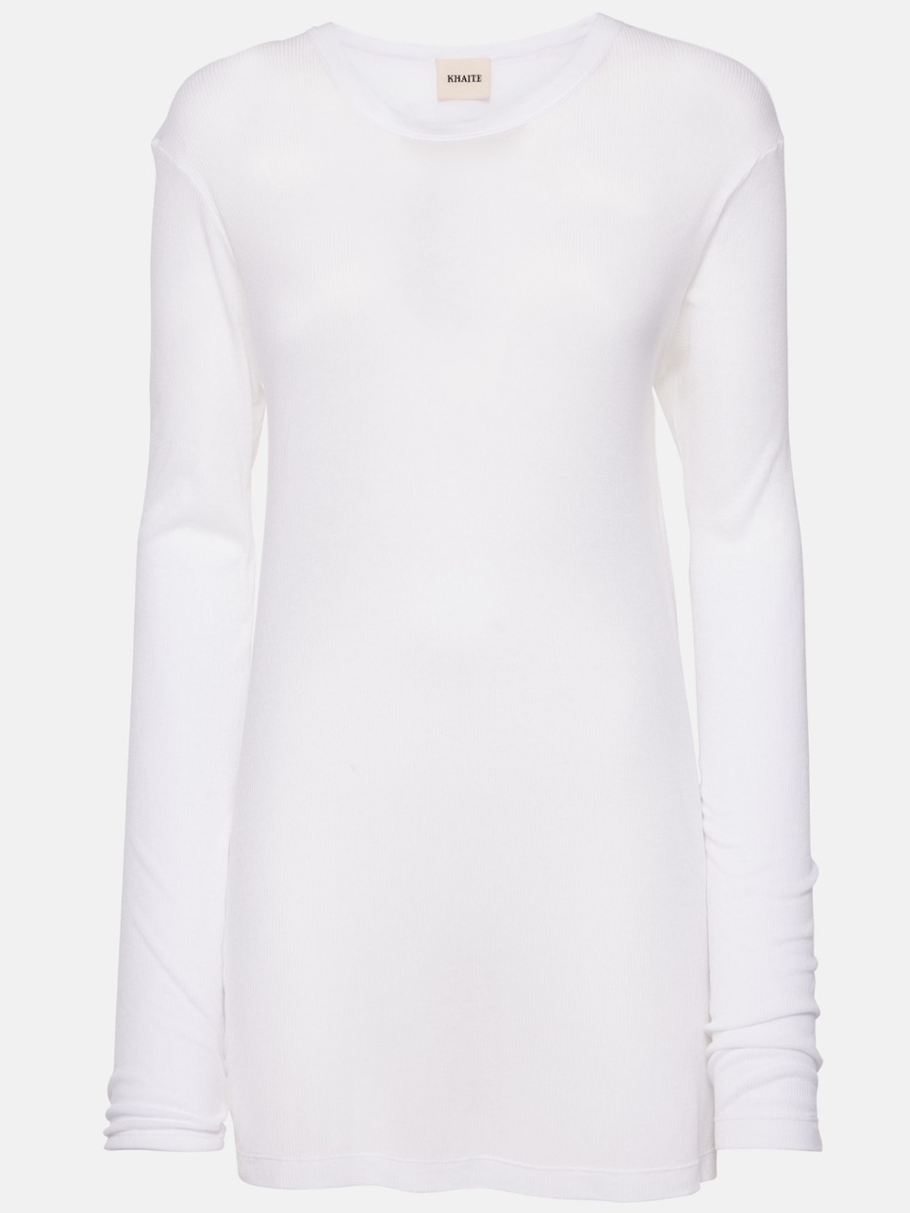 KHAITE White Long-Sleeve Ribbed Tee
